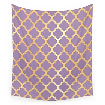 Marocan De Aur & Violet Tapiserie De Perete Agățat De Perete Wandbehang Goblen Pătură Dormitor Decor Acasă