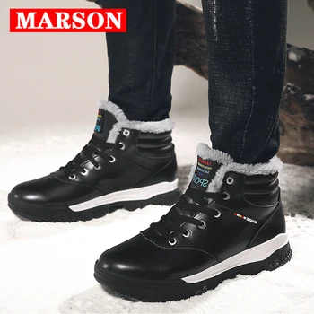 MARSON Bărbați Cizme de Zăpadă în aer Liber Adidași 2019 Iarna Casual sex Masculin de Bumbac, Pantofi de Cald Drumeții Ajuta Confortabil, Plus Dimensiunea de Pantofi pentru Bărbați