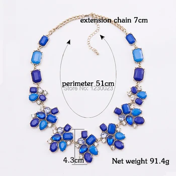 [Marte&Joven] Epocă Elegant Albastru Flori Cravată Colier Pentru Femei Clasic Guler Indesata Coliere Bijuterii