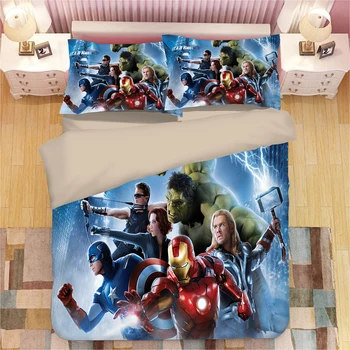 Marvel avengers set de lenjerie de pat pentru copii, pat decor king size husă de pilotă regina cuvertură 3/4buc copii home textile de promovare