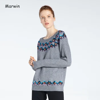 Marwin 2019 Nou-Venit Iarna Solid Aplici Gros Femei Pulovere High Street Style Vierme Moale Tricotate Pulovere Femei