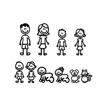 Masina Autocolante Interesante Familia Tata Mama Copii Câine Pisică Moda Styling Decalcomanii de Desene animate Creativitate Personalitate Vinil,20cm*15cm