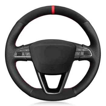 Masina Capac Volan cusute de Mână Negru Piele de Căprioară Pentru Seat Leon 5F Mk3 2013-2019 Ibiza 6J 2016-2019 Arona 2018