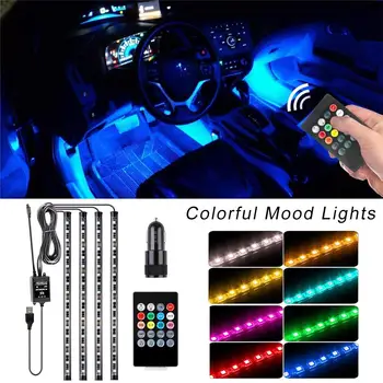 Masina de Benzi cu LED-uri Lumini de Control APP 36/48/72 LED RGB Interior Masina Lumini Underdash Kit de Iluminat Auto Atmosfera Lampa