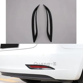Masina Stil de Fibră de Carbon Capac Ornamental Spate Coada de Ceață Spate Lampă Lumină Cadru Stick 2 buc Pentru Tesla Model 3 Model3 2018 2019 2020