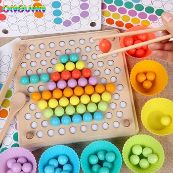Matematica Jucărie de Învățământ pentru Copii, Copii mici de Sortare Jucarii Copii Practica Betisoarele de Lemn Clip Margele Joc de Potrivire de Culoare Margele