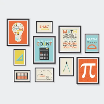 Math Calculator Regulă π Fibonacci Printuri și Poters Arta de Perete Panza Pictura de Educație Timpurie Poze de Perete Pentru Camera Copii Decor
