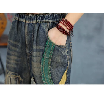 Max LuLu 2019 Toamna De Moda Coreeană Doamnelor Rupt Pantaloni Din Denim Femei Cu Dungi Găuri Blugi Vintage Elastic Plus Dimensiune Pantaloni Harem