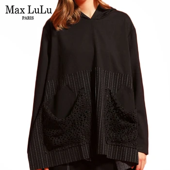 Max LuLu Moda Coreeană Doamnelor Stil Punk Streetwear Femei Toamna Cu Gluga Hanorac Casual Vintage Cu Dungi, Bluze Plus Dimensiune