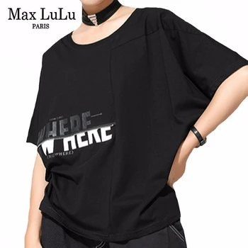 Max LuLu Noua Moda Europeană De Vară 2020 Doamnelor Stilul Punk Tricouri Femei Imprimate Negru, Tricouri Femeie Din Bumbac Topuri Plus Dimensiune