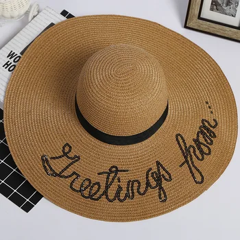 MAXSITI U Femei Luminoase scrisoare pălărie de paie de sex feminin pentru vara pălărie de soare.