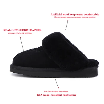 MBR VIGOARE Blana Naturala Papuci de Moda de Iarna pentru Femeie Papuci Femei Cald Papuci de Interior de Calitate din Lână Moale, Doamnă Acasă Pantofi