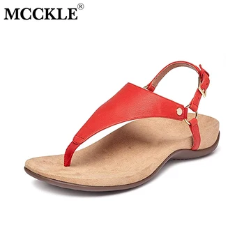 MCCKLE Wedge Sandale Femei Retro Casual Confortabil Moale din Piele PU Femeie Cataramă Curele de Flip-Flops Pantofi de sex Feminin 2020 Moda
