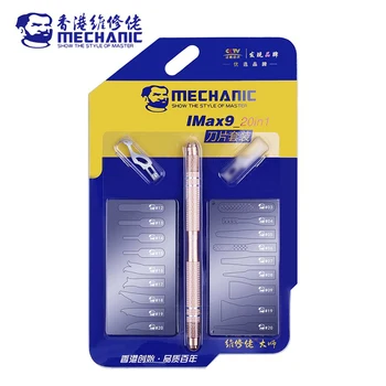 MECANIC IMax9 20 în 1 Non-Alunecare de Metal Bisturiu, Cuțit Kit Pentru Cutter Gravură Ambarcațiuni Cuțite Telefon Mobil PCB Stencil Instrumente de Reparare