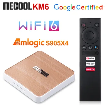 MECOOL KM6 Deluxe Edtion Wifi 6 autorizate de Google TV Box Android 10.0 4GB 64GB Amlogic S905X4 1000M LAN Bluetooth 5.0 Set Top Box