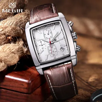 MEGIR Brand Original Cuarț Bărbați Ceas Barbati din Piele Impermeabil Ceasuri Militare pentru bărbați Cronograf Sport Ceas de mână