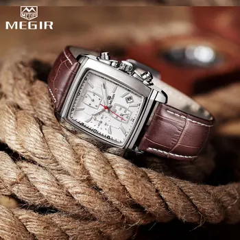 MEGIR Brand Original Cuarț Bărbați Ceas Barbati din Piele Impermeabil Ceasuri Militare pentru bărbați Cronograf Sport Ceas de mână