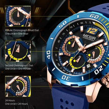 MEGIR Noua Moda Mens Ceasuri de Top de Brand de Lux Cuarț Ceas Barbati Sport Cronograf rezistent la apa Încheietura Ceas Relogio Masculino