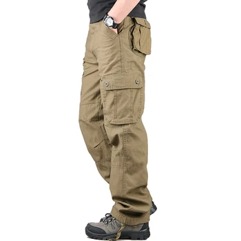 Men ' s Bumbac Militare Pantaloni de Marfă 6 Buzunare de Muncă Casual Pantaloni de Lupta de sex Masculin Militar Army Camo Cargo Pantaloni Plus Dimensiune 42 44