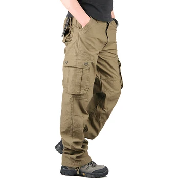 Men ' s Bumbac Militare Pantaloni de Marfă 6 Buzunare de Muncă Casual Pantaloni de Lupta de sex Masculin Militar Army Camo Cargo Pantaloni Plus Dimensiune 42 44