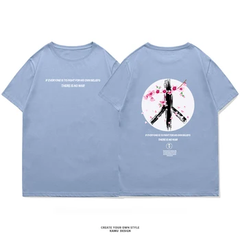 Men ' s Bumbac Moda T-shirt Mens Vara Amuzant Anime Tricouri Anti-război Casual Imprimat Tricou Streetwear Tee Om Supradimensionate Tees