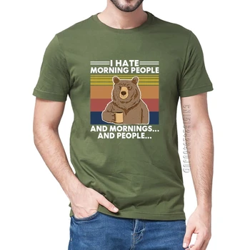 Men ' s Bumbac T-Shirt cu Cortul Urs Urăsc Dimineața Oamenii și Diminețile & Oamenii O Gâtului Vară Umor Cadou Haine