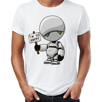 Men ' s t-shirt Marvin The Paranoid Android Ghidul Autostopistului La Galaxy Amuzant Artistic opera de Arta Minunat Tipărite Tricou Tricouri