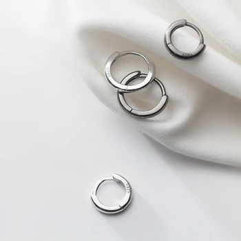 Mens Argint 925 Mici, Rotunde Cerc Inel Ureche Cercei de Culoare Neagra Mark Cercuri Cercei pentru Femei Brincos Cadouri Bijuterii