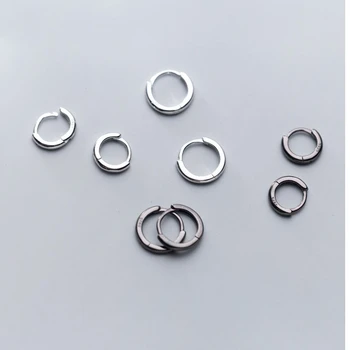 Mens Argint 925 Mici, Rotunde Cerc Inel Ureche Cercei de Culoare Neagra Mark Cercuri Cercei pentru Femei Brincos Cadouri Bijuterii