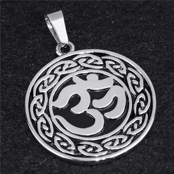 Mens Băieți Celtic Aum, Om Simbol Hindus religios Cositor Pandantiv cu 24