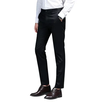 Mens de Pantaloni Costum de Înaltă Calitate pentru Bărbați Pantaloni Rochie Direct Costume de Afaceri Formale Munca de Birou Clasic Negru BlueTrouser Fier-gratuit