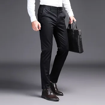 Mens de Pantaloni Costum de Înaltă Calitate pentru Bărbați Pantaloni Rochie Direct Costume de Afaceri Formale Munca de Birou Clasic Negru BlueTrouser Fier-gratuit