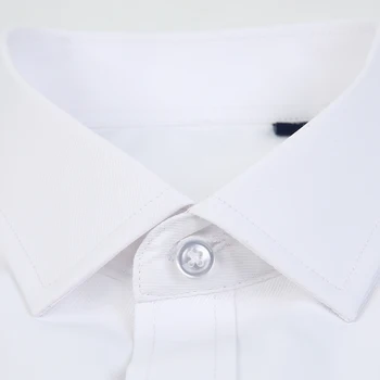 Mens Dress Shirt Alb Guler Maneca Lunga cu Dungi Diagonală Simplu Tricou pentru Bărbați Birou de Afaceri Formal Buzunar Frontal 2020 de Vara Noi