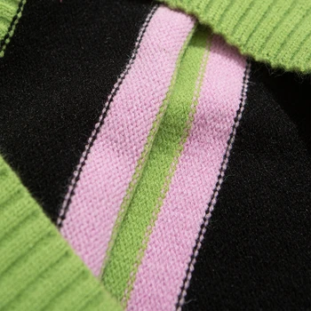 Mens Streetwear Pulover Se Tricotează Pulover Supradimensionat Harajuku Vintage Retro Cu Dungi De Sex Masculin Pulover Casual-Pulover De Bumbac Bărbați Îmbrăcăminte
