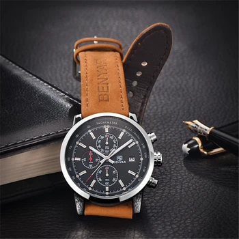 Mens Watch 2020 BENYAR de Lux Brand de Top Cuarț Ceas Sport din piele impermeabil Ceas cronograf Ceas militar Relogio Masculino