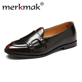 Merkmak 2020 Bărbați Mocasini Rafinat Pantofi din Piele De Om de Afaceri Pantofi Rochie Eleganta de Pantofi de Moda pentru Bărbați Apartamente de Dimensiuni Mari 37-48