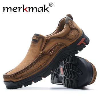 Merkmak Barbati Casual Pantofi Respirabil Piele naturala de Agrement Încălțăminte Bărbați Slip-On în aer liber Om Pantofi Anti-alunecare Balerini Mocasini