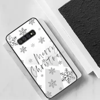 Merry Crăciun fulg de nea Caz Telefon din Sticla Temperata Pentru Samsung S20 Plus S7 S8 S9 S10 Plus Nota 8 9 10 Plus