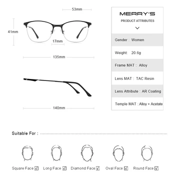 MERRYS DESIGN de Moda pentru Femei Trend Ochi de Pisica Ochelari Full Frame Doamnelor Miopie Ochelari baza de Prescriptie medicala Ochelari de vedere Optic S2005