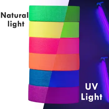 Metable 12 buc Neon Gaffer Bandă de Pânză, Fluorescent UV Blacklight Strălucire în Întuneric Banda pentru UV Petrecere