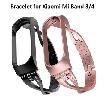 Metal Cuff Brățară X-Link Usoara Curea Bandă pentru Xiaomi Mi Band 4 Bling Stras Diamant Brățară Miband 3 Benzi Brățară Femeie