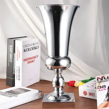 Metal Fier Decor Vaza Mare Sărbătoare Recuzită Drum Duce Desktop Centrul de Creație Vaza pentru Masă de Nuntă Acasă (Argint)