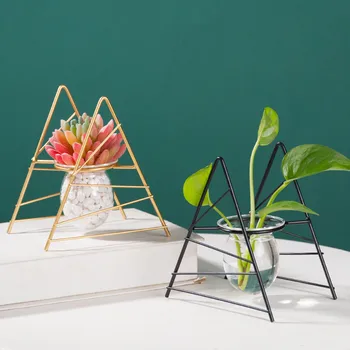 Metal Glass ghiveci Hidroponice ceea ce soporte macetas ghivece pentru flori decor de birou suculente maceta plante, decor gradina