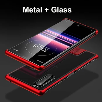 Metal Glass Telefon Caz Pentru Sony Xperia 5 Caz Transparent Fara Rama Xperia 5 Capac Rezistent La Șocuri Coque Pentru Sony Xperia 5 Funda Caz