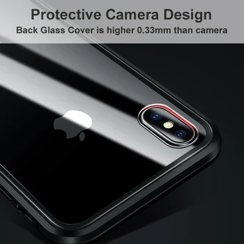 Metal Magnetic 360 De Caz Pentru iPhone 11 7 8 Plus X 10 XS Max Capac de Sticlă Transparentă Pentru iPhone11 Pro Caz Bara de protecție din Aluminiu coque