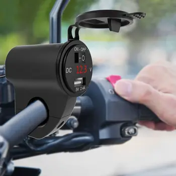 Metal Motocicleta 12V SAE Pentru USB, Încărcătorul cu Voltmetru Comutator pentru telefon Mobil GPS