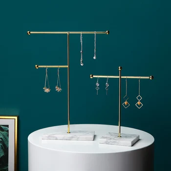 Metal rack de stocare cu baza de marmura la Modă moderne bijuterii inel colier cercei display stand decor de masă CY51804