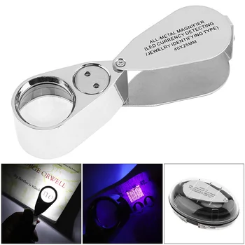 Metalic Pliabil Portabil Lupa Ochi Lupă 40X Lupă cu LED-uri Lumina UV Lampa pentru Bijuterii Diamond Verificarea Bancnotelor