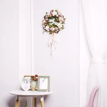 MeterMall Florale Artificiale a Crescut Coroană de flori Agățat Ușa de Perete Decor Fereastră Cununa de Vacanță Festivalul de Nunta Decor (40cm)