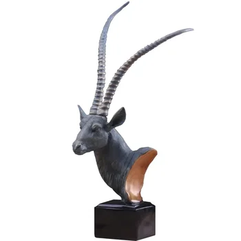 [MGT]Nordice retro creative rășină antilope cap de statuie decor decor acasă meserii display